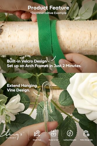 Ling's Moment 6.5FT Wedding Arch Flowers, White Sage - Image 4
