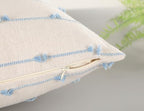 NUYECY Set of 2 Boho Throw Pillow Covers 24x24,Light Blue and White Neutral Couch Pillow Case with Tassel Fringe Decorative,Modern Accent Farmhouse Cushion Covers for Sofa Couch Bed Living Room - Image 4