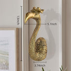 GUSFREUD Vintage Animal Head Wall Decor - 13" Resin Flamingo Wall Art For Home Decor, Gold Bird Wall Sculptures for Living Room, Bedroom, Kitchen, Unique Gift Idea - Image 2