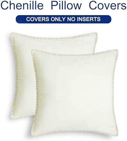 CaliTime Decorative Couch Throw Pillow Covers 24 X 24 Inches Cream - Image 6