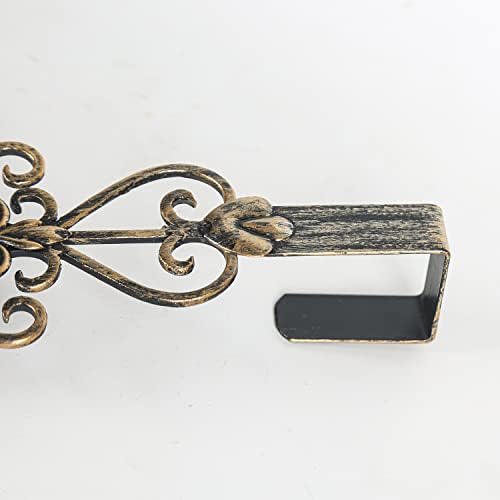 2 PCS Wreath Hangers for Front Door, 15" Over Door Wreath Hook, Fleur Dis Lis Wreath Hanger for Doors, Metal Overdoor Wreath Holder, 20 lbs Christmas Decorations Wreaths Hook- Vintage Gold - Image 4