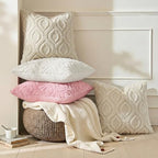 decorUhome Faux Fur Plush Soft Beige Throw Pillow Covers 26x26 Set of 2 - Image 4