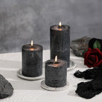 3x6 Inch Black Pillar Candles Set of 3 - Hand-Poured Unscented Candles, Long Clean Burning, Large Big Candle, Smokeless Dripless Candle for Dinner Table, Wedding, Home, Bathroom, Gothic Decor - Image 3