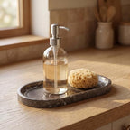 YKAJO Dark Emperador Oval Marble Tray, 9.8x4.7 Vanity Perfume Organizer - Image 2