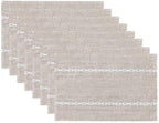 Wracra Cotton Linen Place Mats, Brown Embroidered Placemats Set of 8 by Wracra