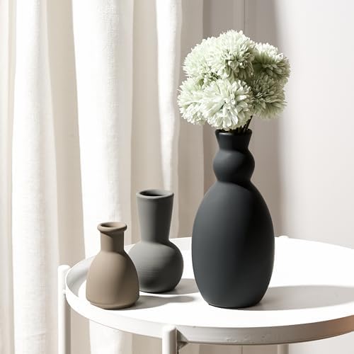 Ceramic Vase Set of 3, Nordic Minimalist Multicolor Vases Home Decor, Rustic Farmhouse Decor Pottery Vases for Bouquet Pampas Grass Dried Fresh Flowers, Living Room, Kitchen, Entryway Mantel, Bedroom - Image 6