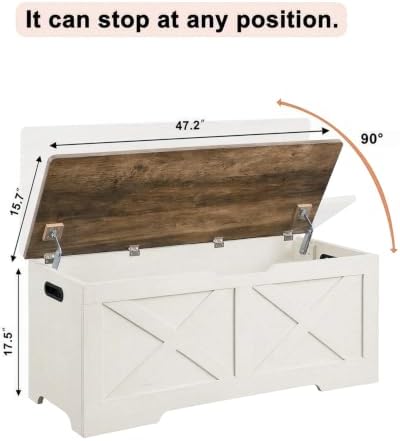 Timberer 47.2" Storage Chest, Wooden Storage Bench, Entryway Shoes Bench - Image 3