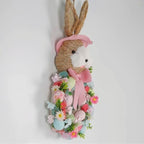 Ansuma 21" Easter Bunny Wreath – Bunny Shape Spring Wreath with Colorful Flowers Greenary and Egg Decorations, Front Door Easter Decor, Spring Wreaths for Home and Porch (Pink) - Image 2