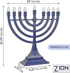 Zion Judaica Electric Hanukkah Menorah LED USB Powered Menorah Electronic Hanukkiah Battery Minorah Flamless Chanukah Candles (Blue, 2) - Image 2