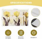 Yellow Tulip Placemats Set of 4, Rustic Floral Brown Leaves Butterfly Vintage Beige Placemats for Dining Table Place Mats for Kitchen Table Waterproof Table Mats, Wipeable Dining Table Set - Image 6