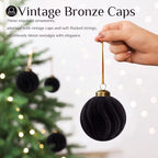 XmasExp 36PCS Velvet Christmas Ornaments Set Mixed Flocked Balls Ornaments Shatterproof Christmas Tree Decorations for Holiday,Party,Home（Black） - Image 3