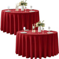 Red Round Tablecloth 120 Inch, 2-Pack Waterproof Slub Textured by HOMEPEAK