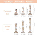 NUPTIO Tall Wooden Candle Stick Holders, Set of 3, Whitewashed - Image 3