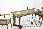 100% Natural Linen Rustic Scalloped Embroidery Table Runner 72 Inches Long, Linen Table Runner 14 x 72 Inch for Dresser and Dining Tables Decor, 4-6 Sets, 14x72'', Olive Green(Edges-Gold) - Image 2