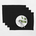 Solino Home 100% Pure Linen Placemats Black Hemstitch, 14 x 19 in, Set of 4 by SolinoHome