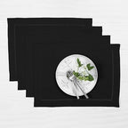 Solino Home 100% Pure Linen Placemats Black Hemstitch, 14 x 19 in, Set of 4 by SolinoHome