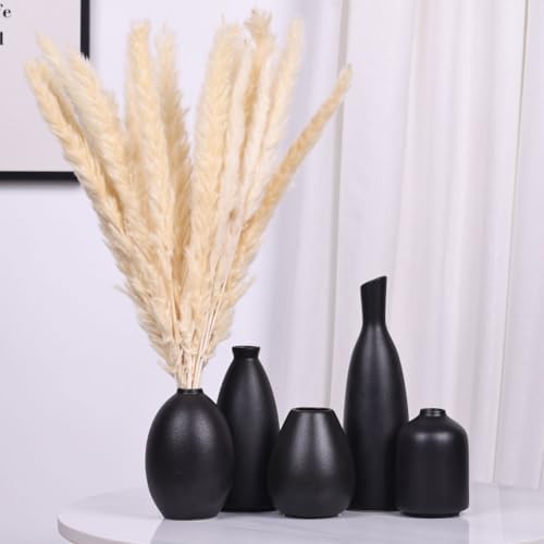 Black Ceramic Bud Vases Set of 5, Farmhouse & Mantle Decor, Home Decoration for Living Room, Kitchen & Office, Coffee Table Decor, Bulk Bud Vases - Image 5