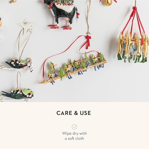 MACKENZIE-CHILDS Patience Brewster 12 Days Christmas Ornament, Decorative Hanging Ornament for Christmas Tree, 10 Pipers Piping - Image 5