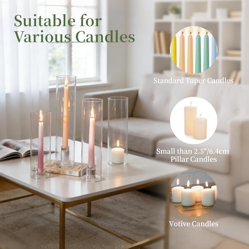 Glasseam Hurricane Taper Candle Holders: 3 Pcs Glass Candlestick for Table - Image 6