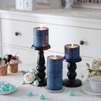 3x6 Inch Dark Blue Pillar Candles Set of 3 - Hand-Poured Unscented Candles, Long Clean Burning, Navy Blue Candle, Smokeless Dripless Candle for Dinner Table, Wedding, Home, Rustic Decor - Image 5