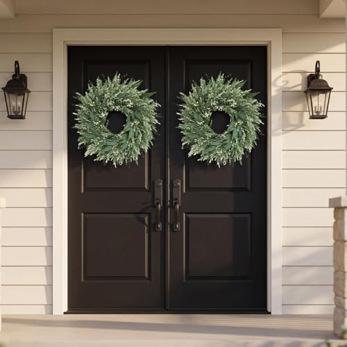 26'' Large Eucalyptus Wreaths for Front Door,Spring Summer Greenery Wreath with Babys Breath Flowers for Outdoor, Porch,Wall,Holiday,Home Decor- Spring, Summer, Fall,Winter All Seasons - Image 5
