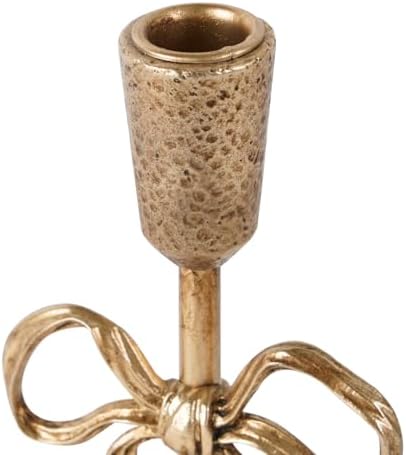NIKKY HOME Gold Bow Iron Taper Candle Holders Set of 2, Vintage Candlestick - Image 4