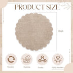 Set of 12 Linen Boho Cotton Placemats 15" Round Scalloped White - Image 2