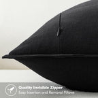 MIULEE Decorative Linen Euro Sham Pillow Covers 22x22 Inch Black - Image 3