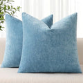 decorUhome Soft Chenille Grey Blue Throw Pillow Covers 24X24 Set of 2 by decorUhome