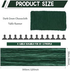 12 Pack 120 Inch Dark Green Cheesecloth Table Runner Boho Rustic Gauze Sheer Romantic 10 FT Long Cheese Cloth Table Runner for Bridal Baby Shower Wedding Party Birthday Holiday Home Easter Decor - Image 2