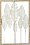 Deco 79 Metal Leaf Home Wall Decor Tall Cut-Out Wall Sculpture with Intricate Laser Cut Designs, Wall Art 22" x 1" x 32", White by Unknown