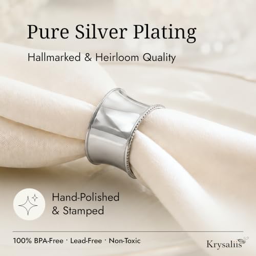Beaded Silver Plated Napkin Rings Set of 4 - Image 4
