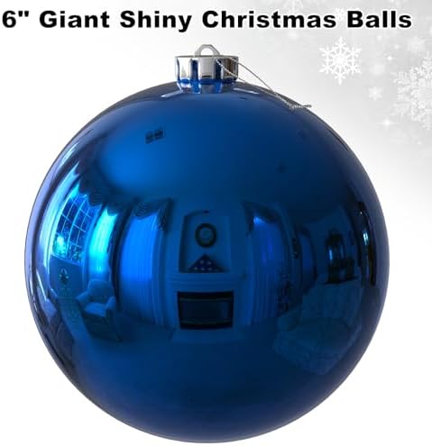 Royal Blue 6.0" Extra Large Christmas Balls - Christmas Tree Decoration Ornaments Shatterproof Hanging Shiny Balls for Birthday Holiday Wedding Decorations Set of 2pcs - Image 2