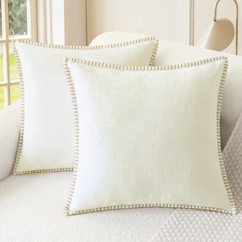 CaliTime Decorative Couch Throw Pillow Covers 26 X 26 Inches Cream by CaliTime