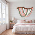 Blush Pink, Sage Green & White Macrame Wall Hanging Dip Dyed Yarn Wall Art - Image 2