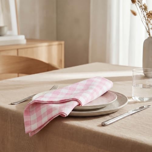 Urban Villa Cloth Napkins Cotton 12x12 (Set of 12) Pink/White - Image 4