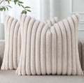 Pallene Faux Fur Decorative Throw Pillow Covers 22x22 Set of 2, Tan by PALLENE