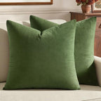 MIULEE 24x24 Inch Pack of 2 Euro Velvet Throw Pillow Covers Moss Green by MIULEE