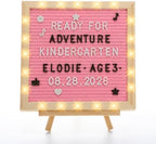 10"×10" Felt Letter Board with LED Lights & Stand, First Day of School Sign by ANPHSIN