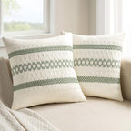 MIULEE Set of 2 Sage Green Boho Decorative Pillow Covers 26x26 Inch by MIULEE