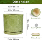 Eightpot Ceramic Pots for Plants, 8 Inch Plant Pot with Drainage Hole and Tray, Round Planters for Indoor Plants, Modern Flower Pot, Decorative Planter, Living Room Decor, Gardening Gifts, Green - Image 2
