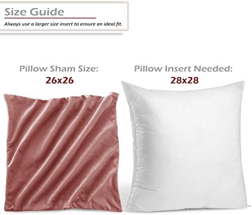 Nestl Throw Euro Pillow Covers, Cozy Velvet Decorative Pillow Covers 26x26 Inches, Soft Solid Couch Pillow Case for Sofa, Bed and Car, Set of 4 - Misty Rose - Image 2