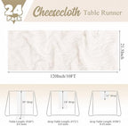 24 Pack Ivory White Table Runner 10Ft Cheesecloth Table Runner Rustic Gauze Table Runners Romantic Long Sheer Fabric Cheese Cloth Table Runners for Wedding Party Bridal Baby Shower - Image 2