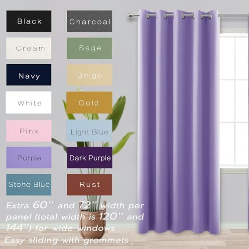 KOUFALL Lavender Purple Curtains for Bathroom Small Window 2 Panels Blackout Short Curtains for Bedroom Kids Girls Room 60x45 Inch Length Orchid Periwinkle - Image 2