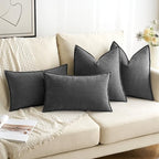 MIULEE Pack of 2 Dark Grey Decorative Chenille Pillow Covers 20x20 Inch - Image 4