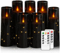 Flameless Candles,with Embedded Star String, Battery Operated Candles Flickering LED Pillar Candles with Remote Control and Timer, Home Decoration Add a Warm and Romantic Atmosphere，Set of 7 (Black) by sasigeiaa
