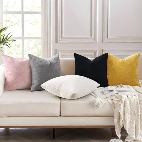 decorUhome Soft Chenille Dark Grey Throw Pillow Covers 26X26 Set of 2 - Image 7