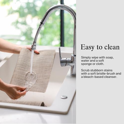 Placemats Set of 12 - Easy Clean Woven Vinyl Placemats for Dining Table, Indoor/Outdoor Place Mats, Washable PVC Table Mats（Cappuccino） - Image 4