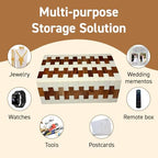 Perilla Home ﻿Home Decor Decorative Storage Wooden Box Small Wooden Organizer Tool Stash Card Craft Trinket Memory Keepsake Jewelry Box for Men and Women, Ticino, Gifts For All, Off White & Brown - Image 4