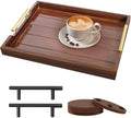 SXNOWS Large Wooden Serving Tray with 2 Sets of Handles,Dark Brown by Sxnows